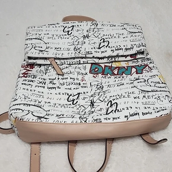 Dkny | Bags | Dkny Tilly Graffiti Foldover Backpack Preowned  display picture 2